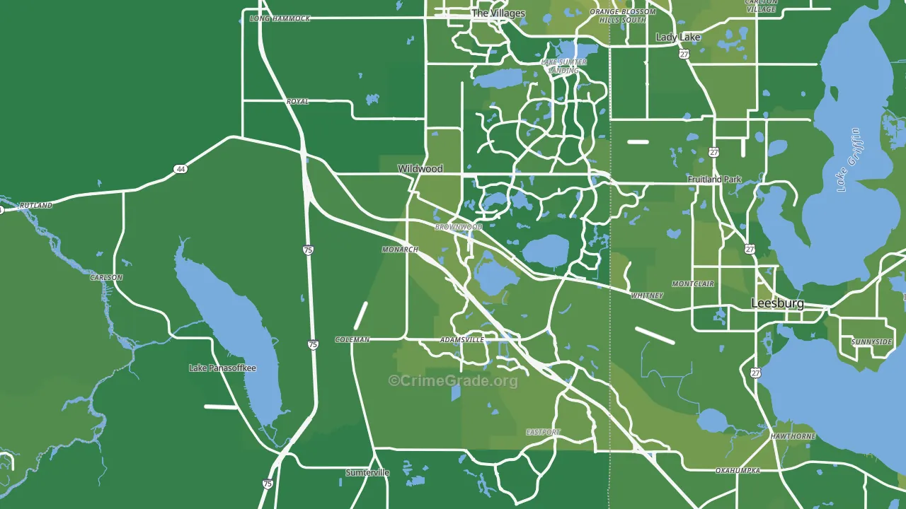 Sumter County, FL Map of Vehicle Theft Rates