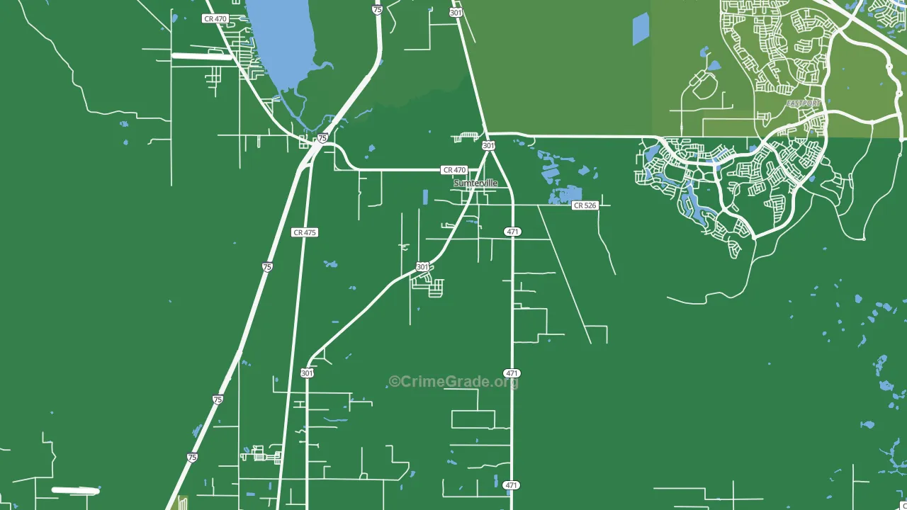 Sumterville, FL Map of Vehicle Theft Rates