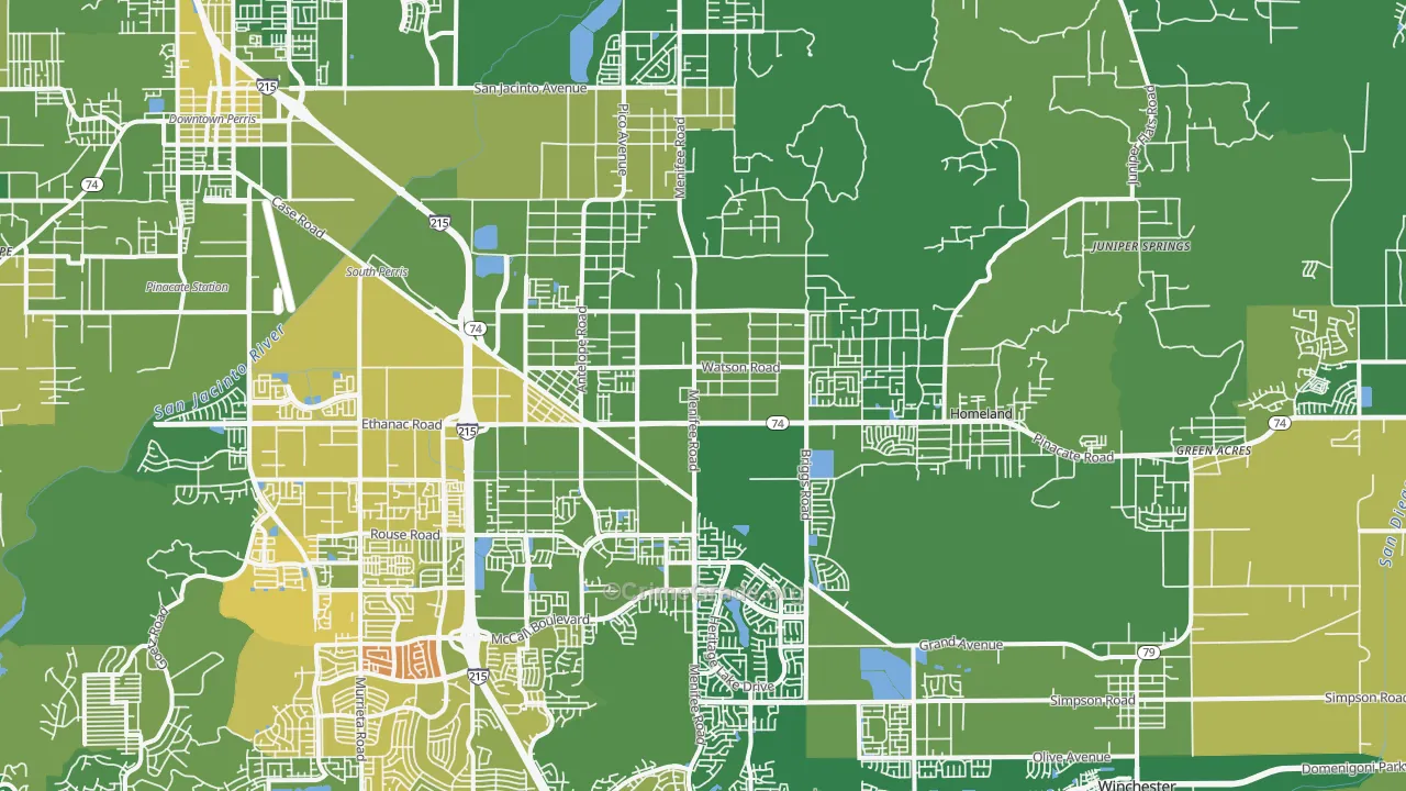 Sun City, CA Map of Vehicle Theft Rates