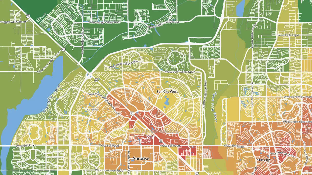 Sun City West, AZ Map of Vehicle Theft Rates