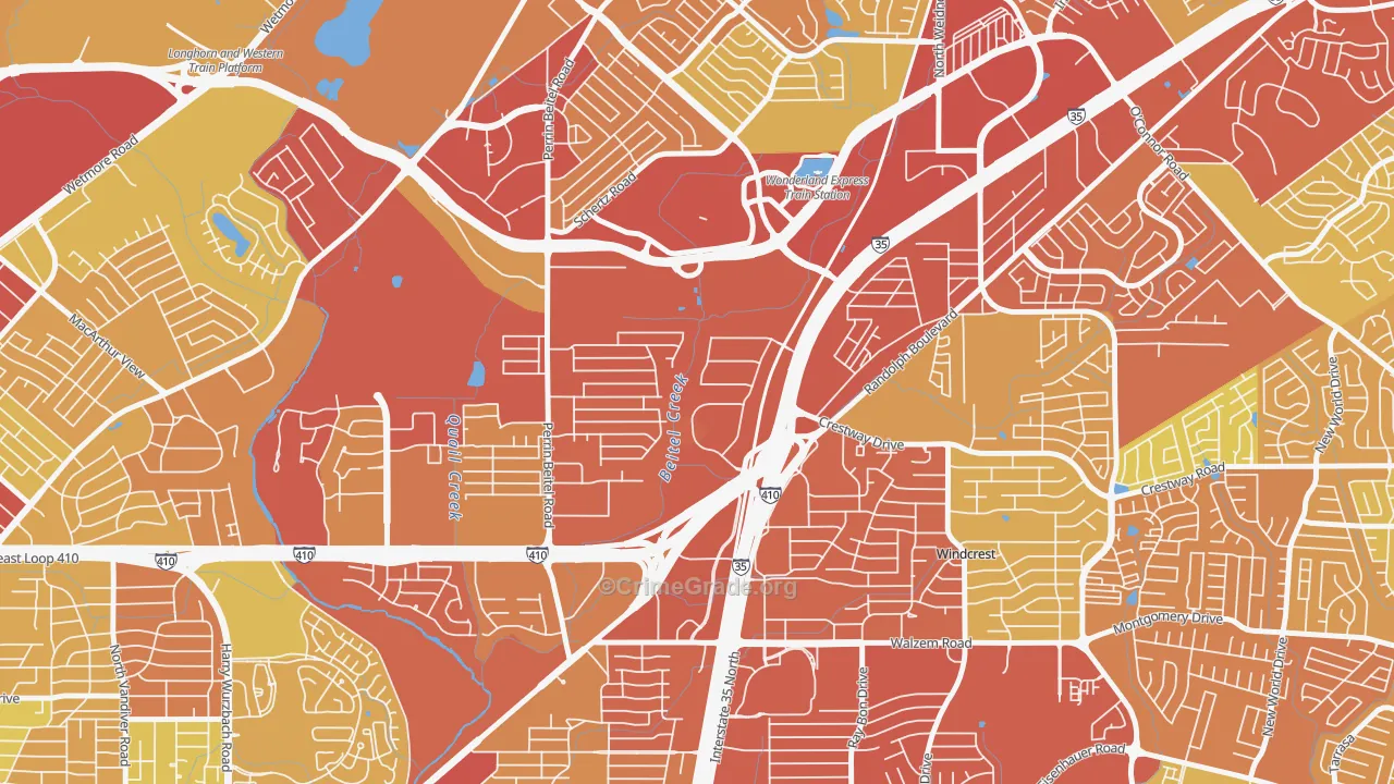 Sun Gate, San Antonio, TX Map of Vehicle Theft Rates