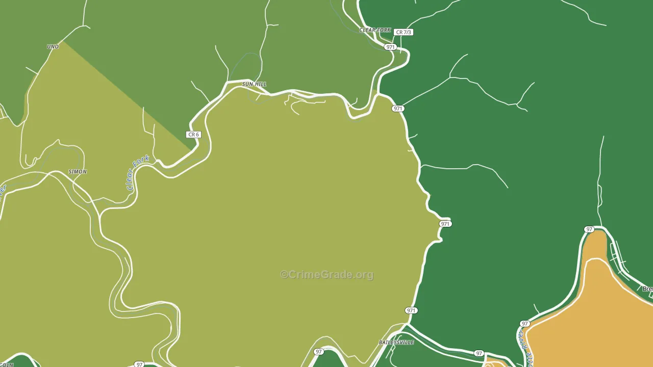 Sun Hill, WV Map of Vehicle Theft Rates