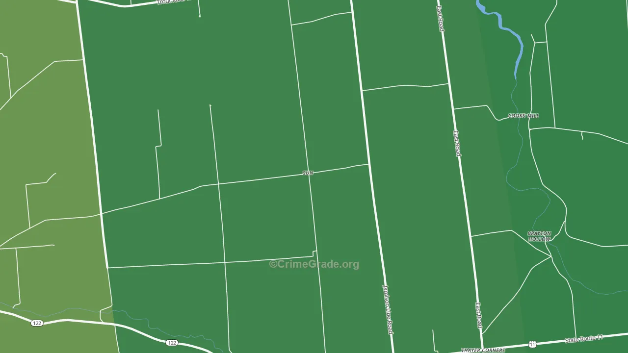 Sun, NY Map of Vehicle Theft Rates