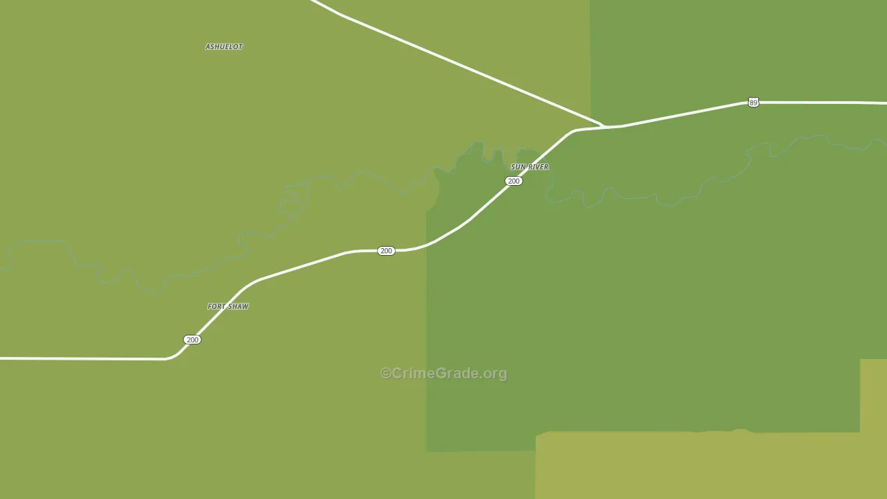 Sun River, MT Map of Vehicle Theft Rates