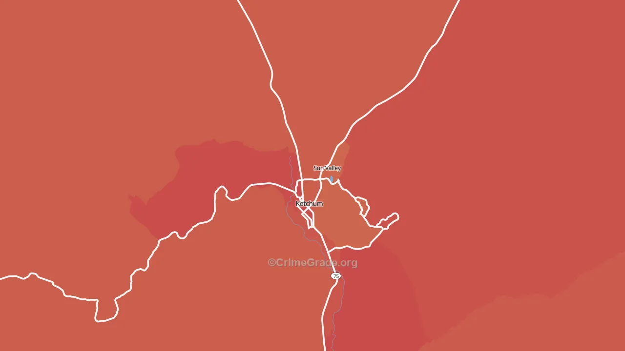Sun Valley, ID Map of Vehicle Theft Rates
