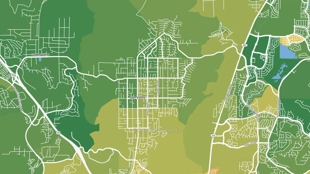 Sun Valley, NV Map of Vehicle Theft Rates