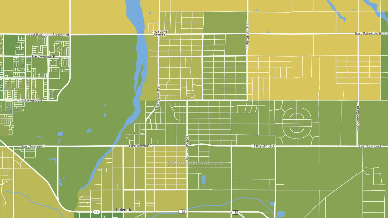 Sun Village, CA Map of Vehicle Theft Rates