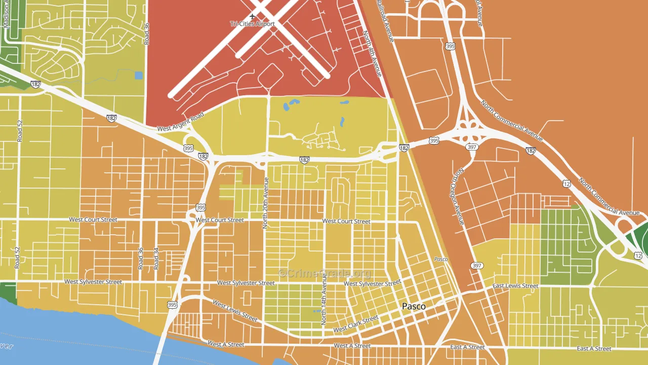 Sun Willows, Pasco, WA Map of Vehicle Theft Rates