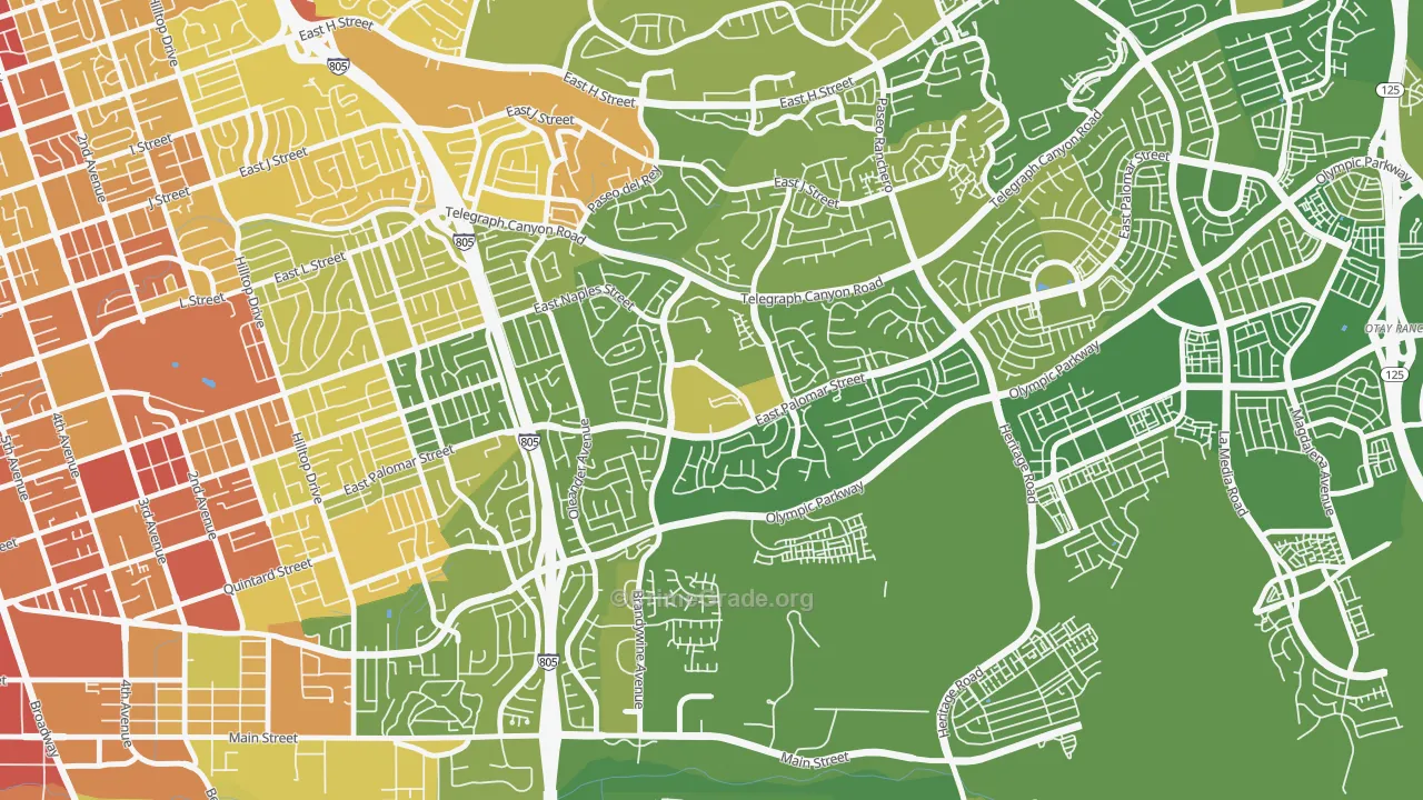 Sunbow, Chula Vista, CA Map of Vehicle Theft Rates