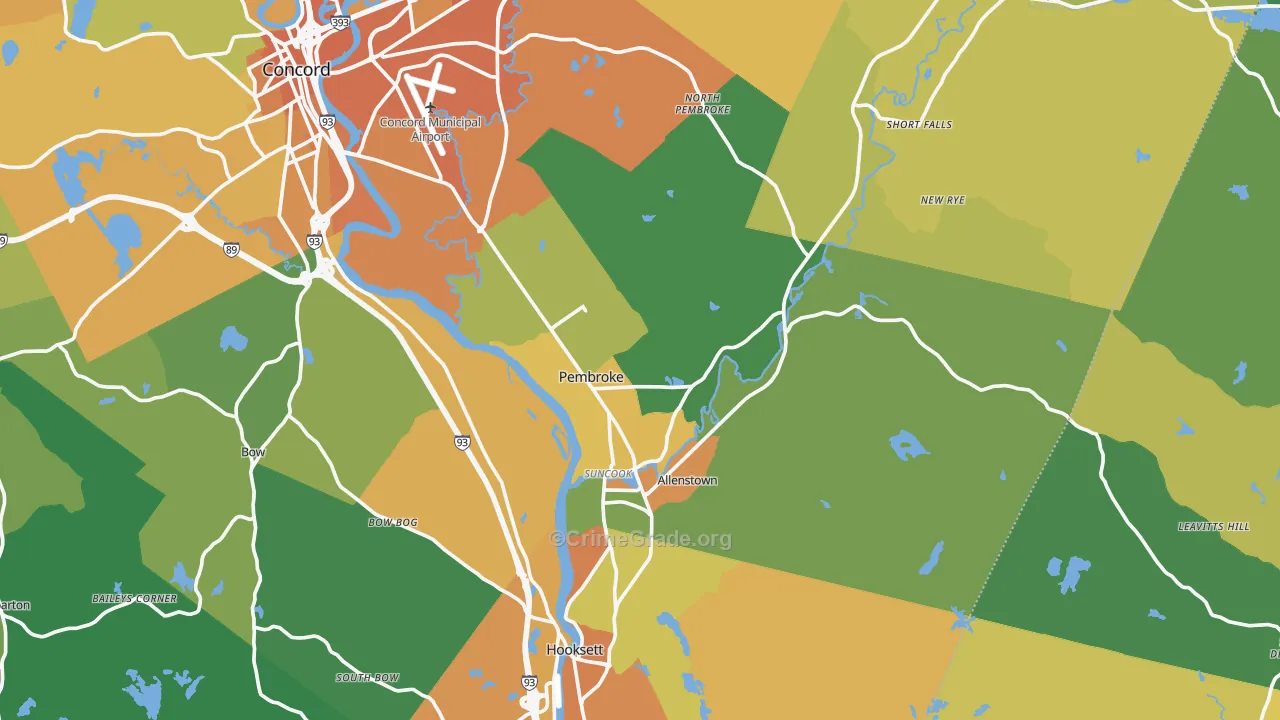 Suncook, NH Map of Vehicle Theft Rates
