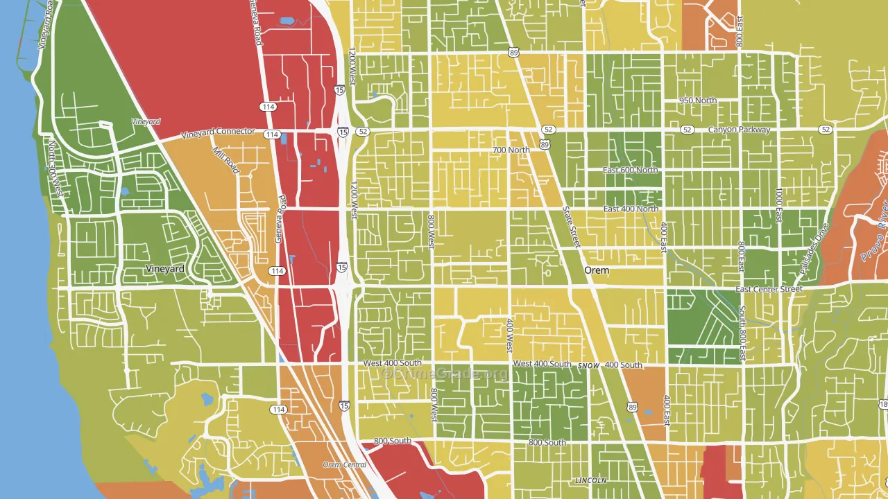 Suncrest, Orem, UT Map of Vehicle Theft Rates