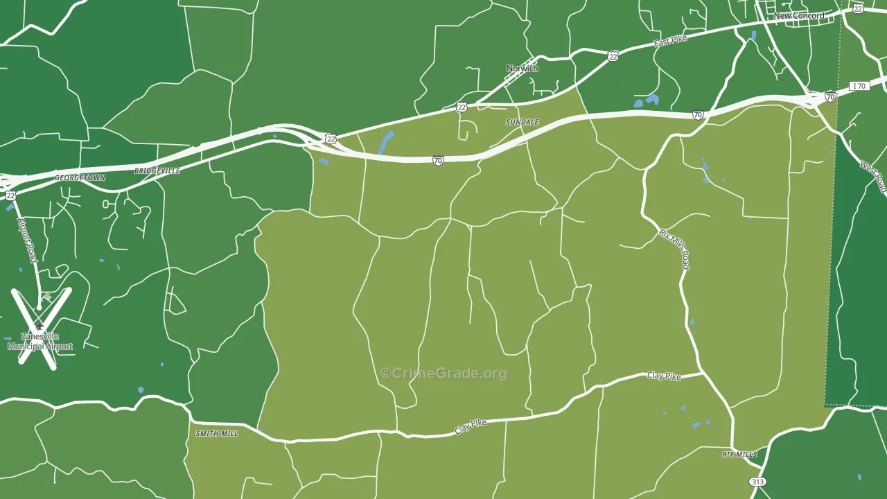 Sundale, OH Map of Vehicle Theft Rates