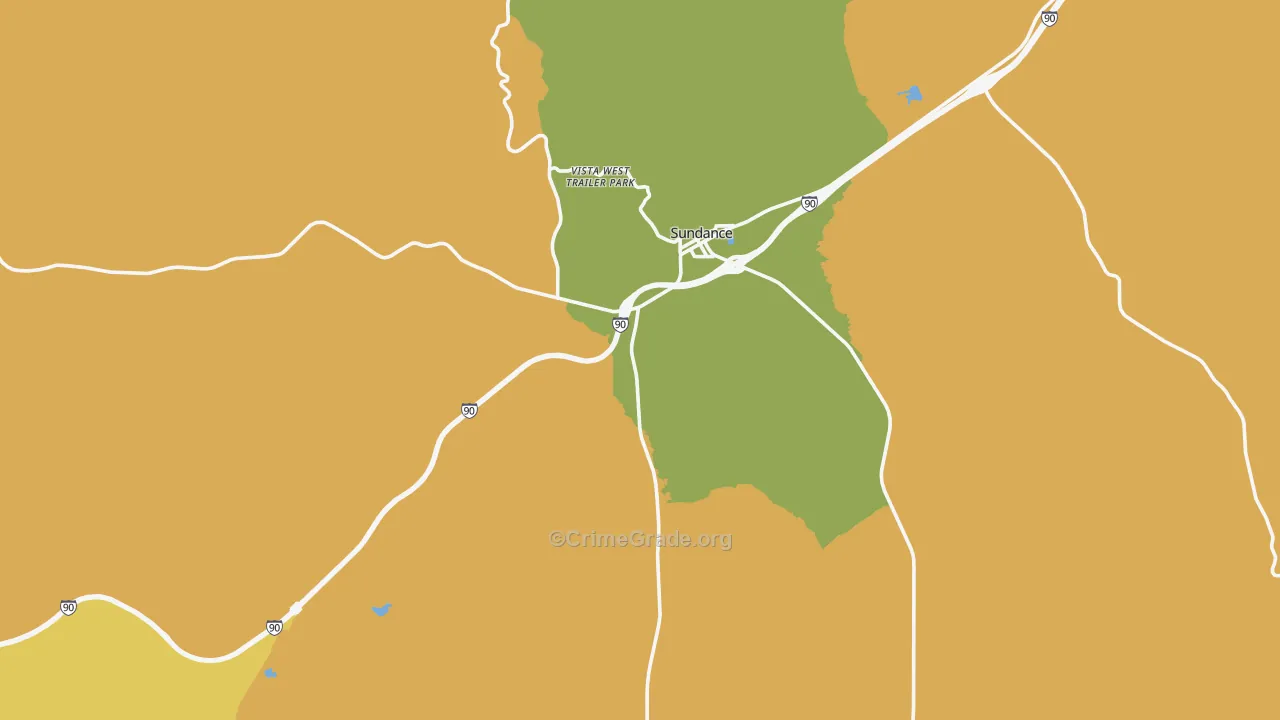 Sundance, WY Map of Vehicle Theft Rates