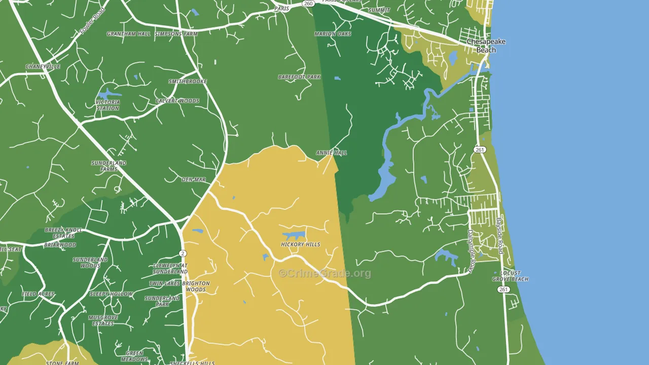 Sunderland, MD Map of Vehicle Theft Rates