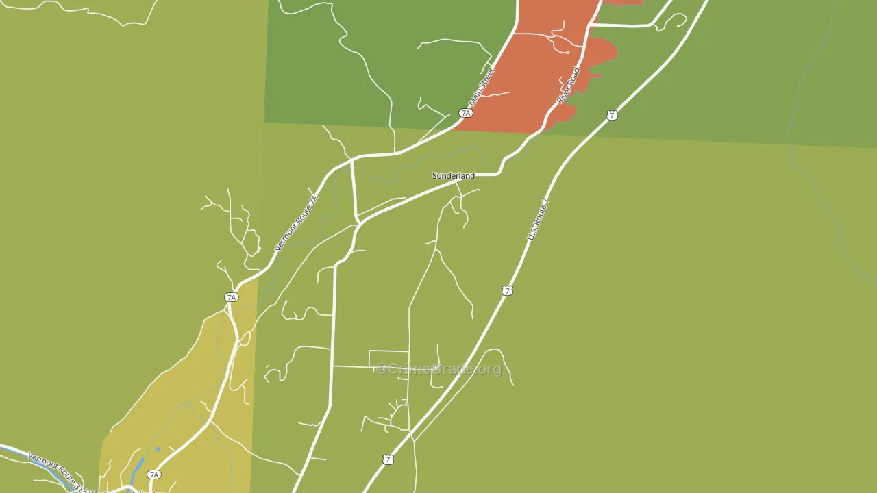 Sunderland, VT Map of Vehicle Theft Rates