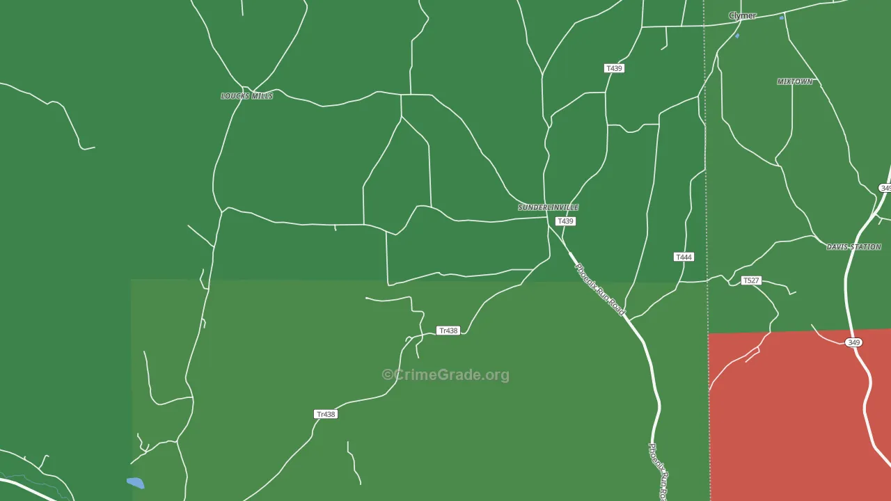 Sunderlinville, PA Map of Vehicle Theft Rates