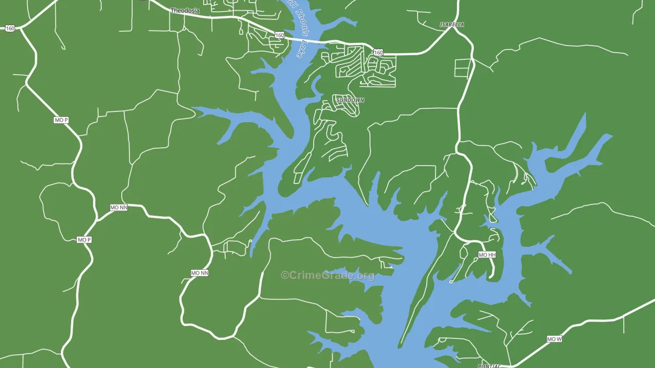 Sundown, MO Map of Vehicle Theft Rates