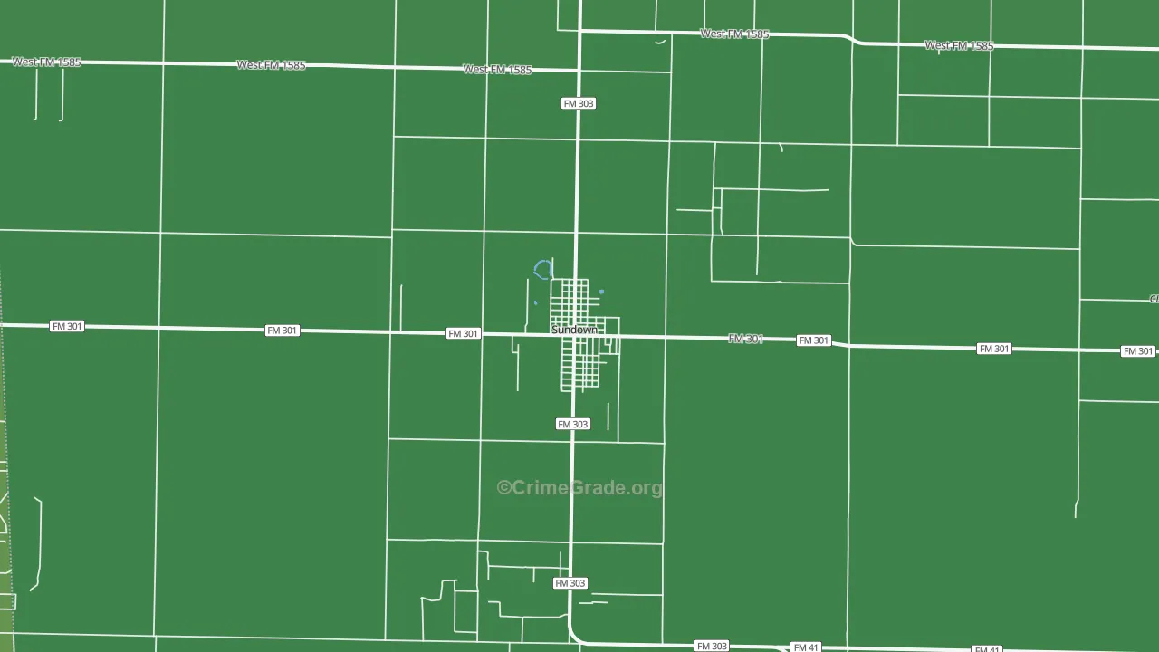 Sundown, TX Map of Vehicle Theft Rates