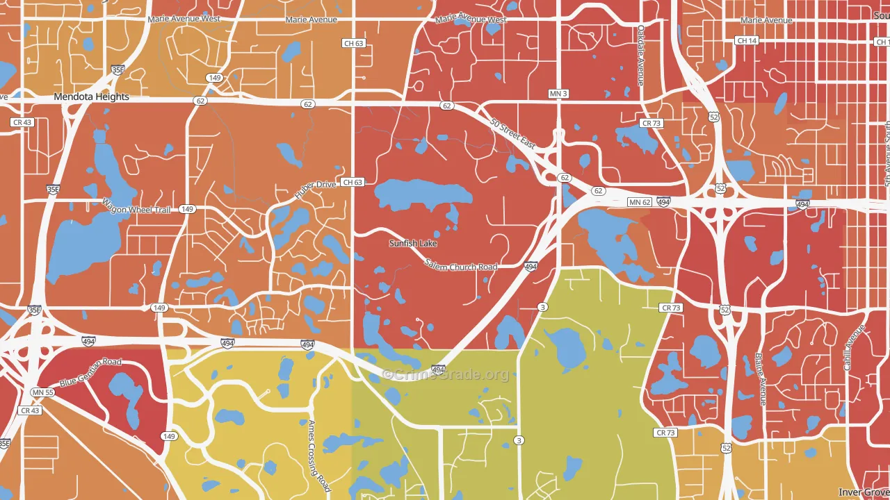 Sunfish Lake, MN Map of Vehicle Theft Rates