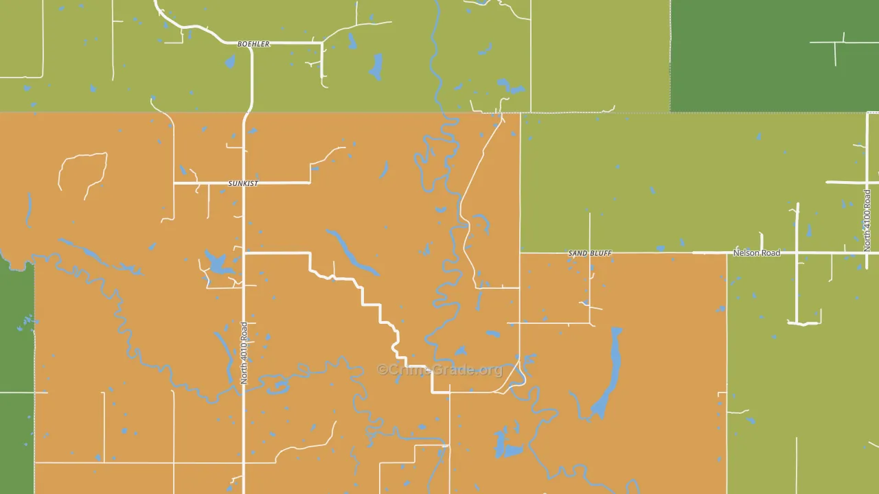 Sunkist, OK Map of Vehicle Theft Rates