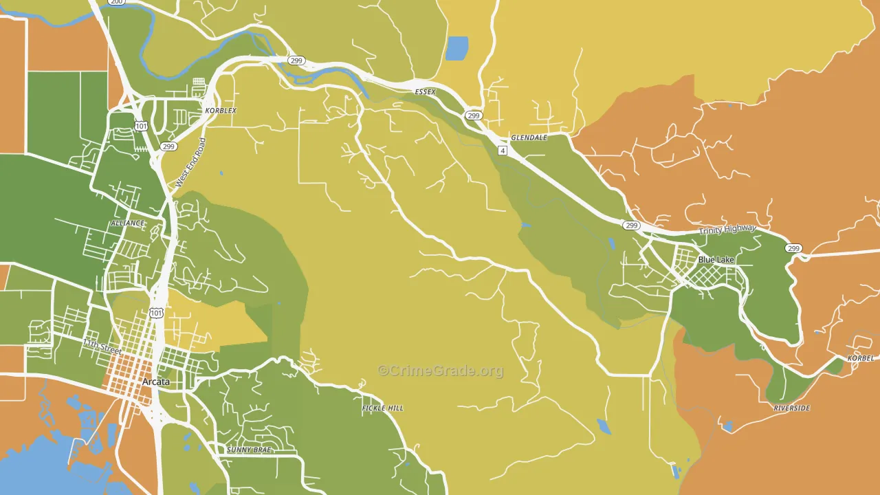 Sunny Brae, CA Map of Vehicle Theft Rates