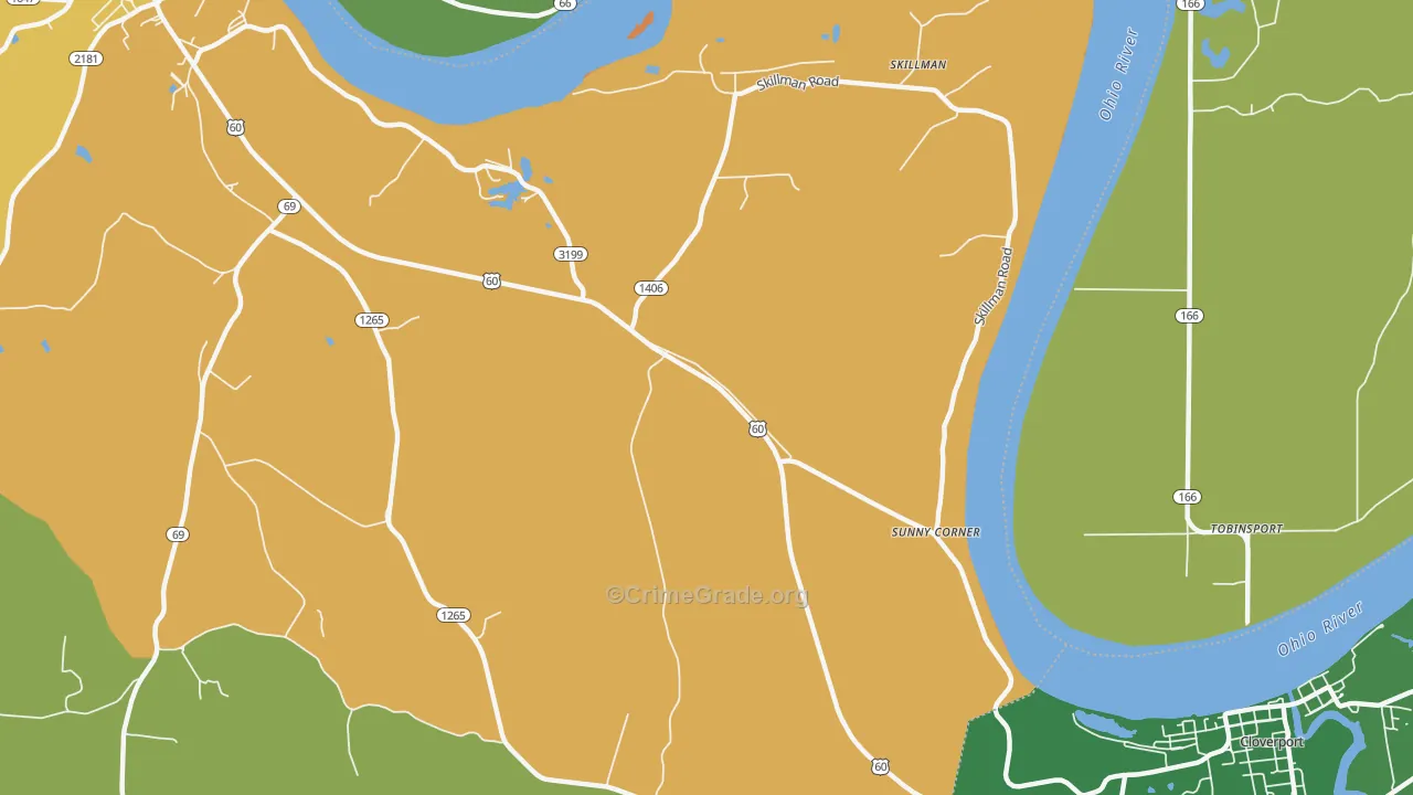 Sunny Corner, KY Map of Vehicle Theft Rates