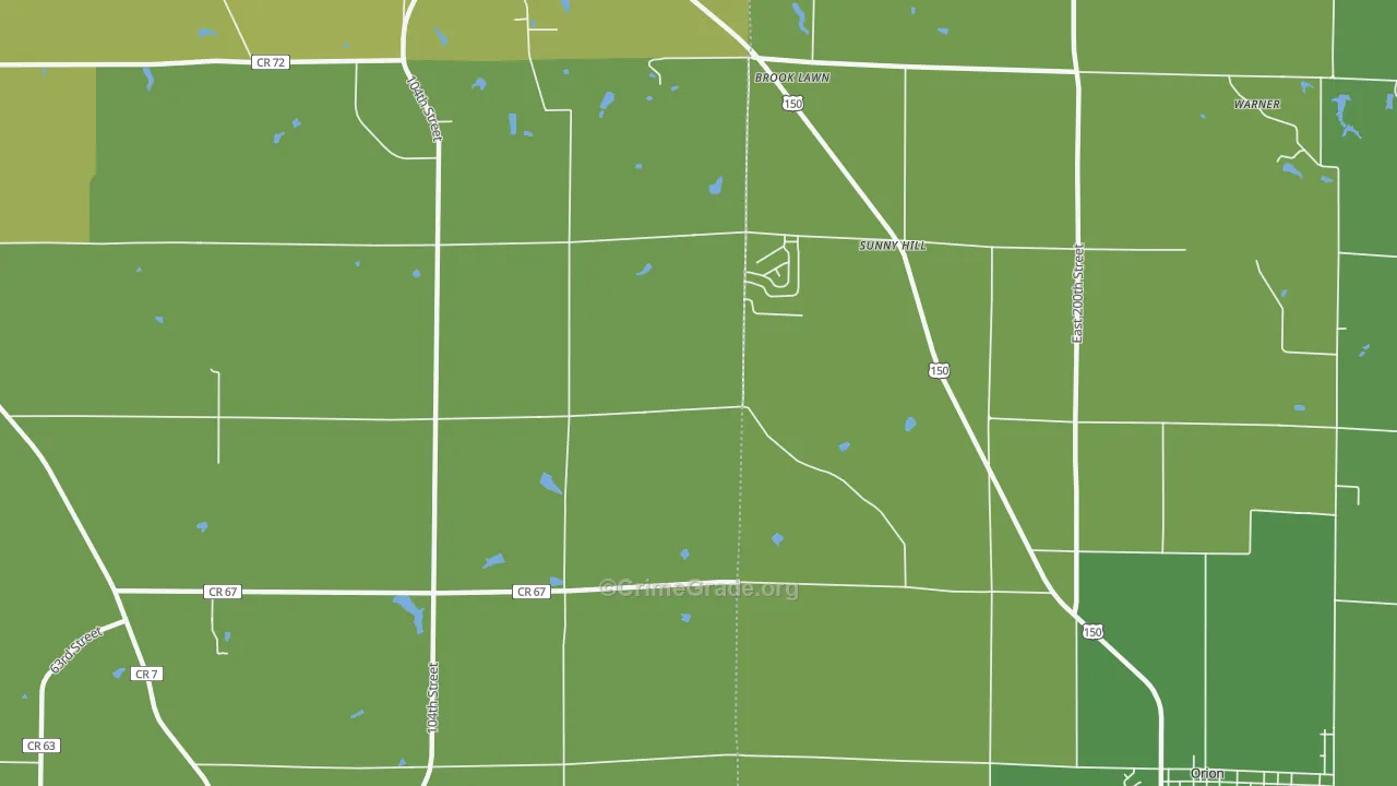 Sunny Hill Estates, IL Map of Vehicle Theft Rates