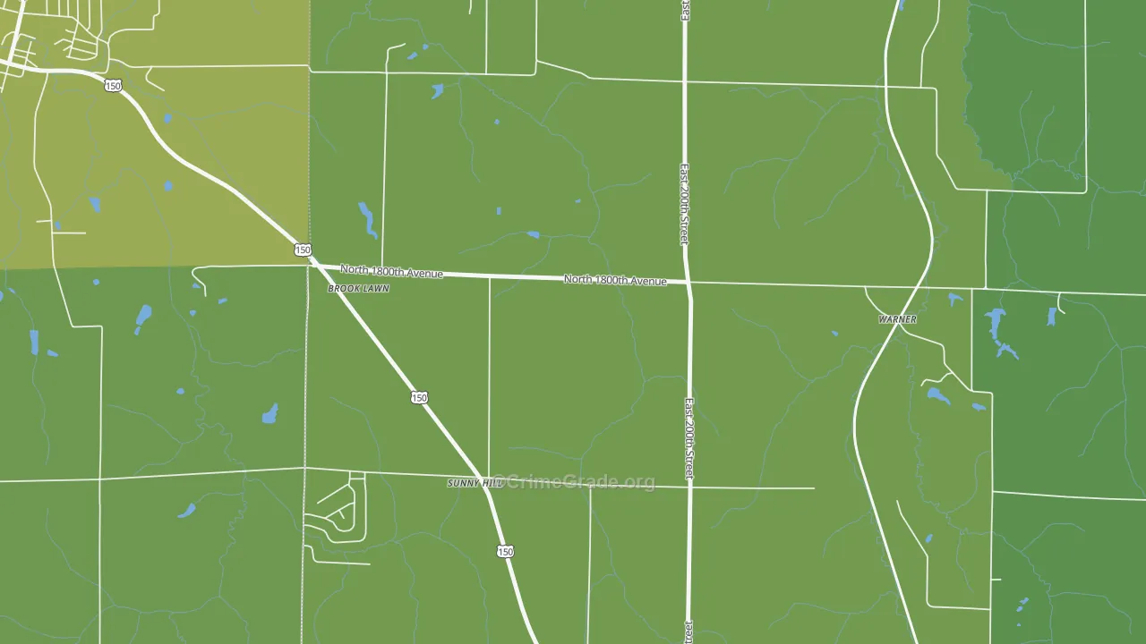 Sunny Hill, IL Map of Vehicle Theft Rates