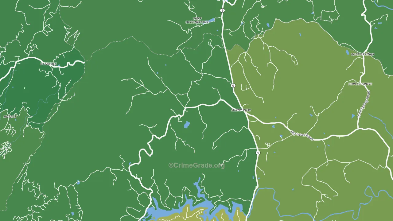 Sunny View, NC Map of Vehicle Theft Rates