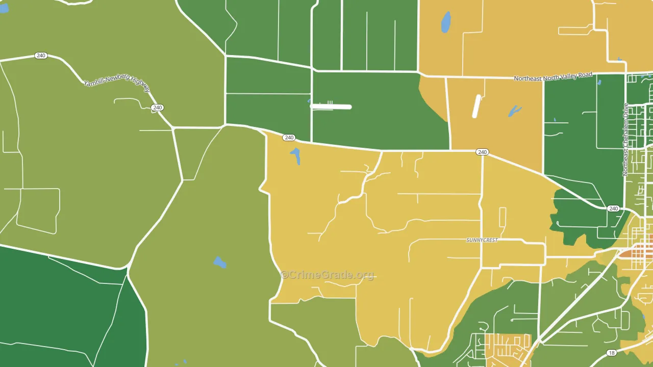 Sunnycrest, OR Map of Vehicle Theft Rates
