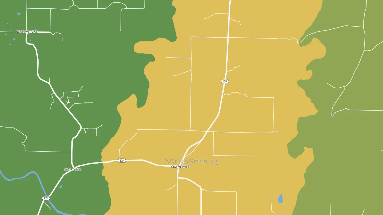 Sunnydale, AR Map of Vehicle Theft Rates