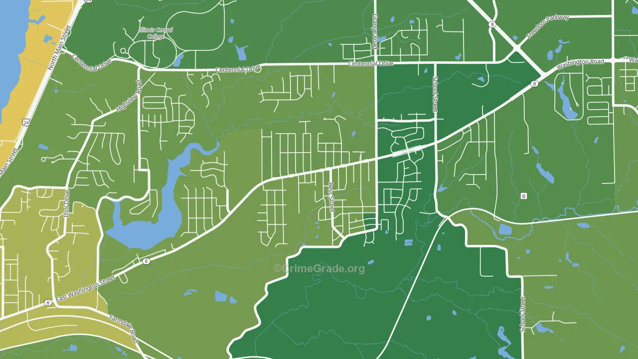 Sunnyland, Washington, IL Map of Vehicle Theft Rates
