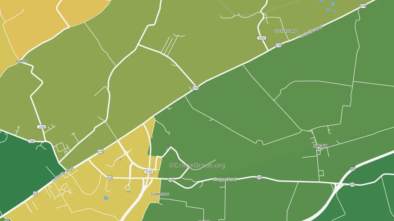 Sunnyside, KY Map of Vehicle Theft Rates