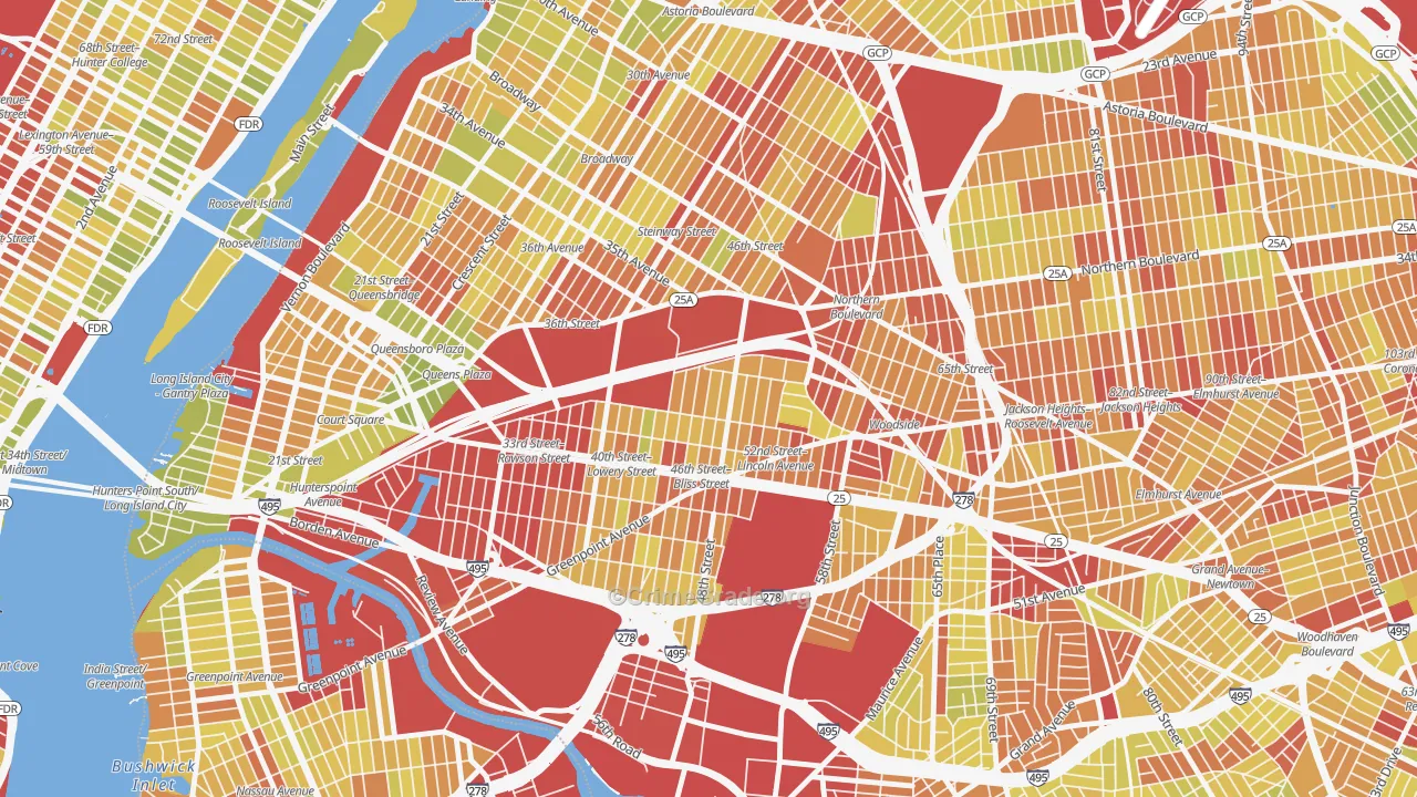 Sunnyside, Queens, NY Map of Vehicle Theft Rates