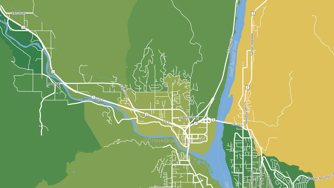 Sunnyslope, WA Map of Vehicle Theft Rates