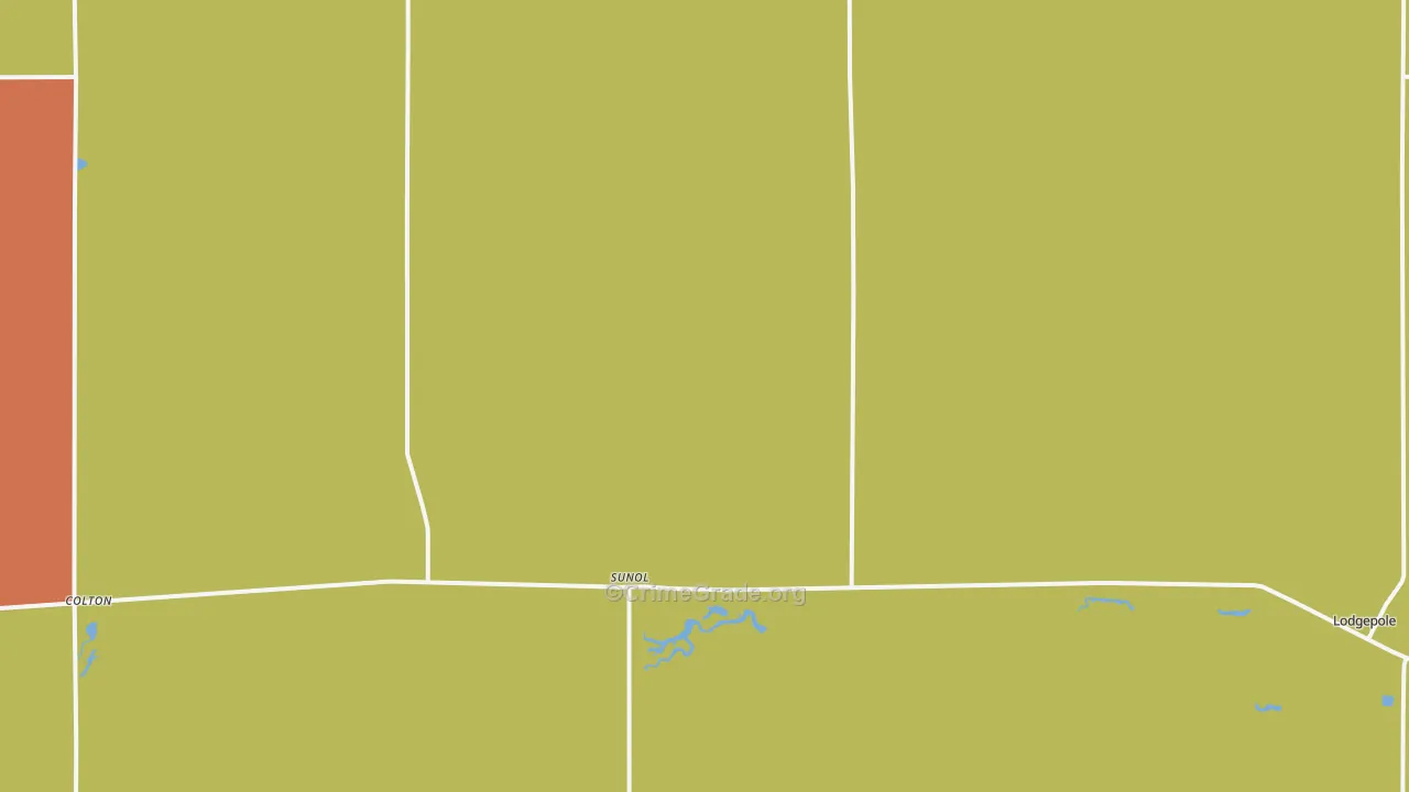Sunol, NE Map of Vehicle Theft Rates