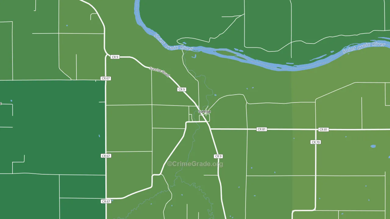 Sunrise, MN Map of Vehicle Theft Rates