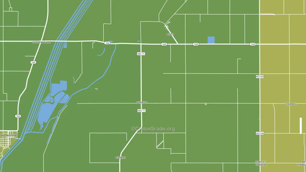 Sunrise, MO Map of Vehicle Theft Rates