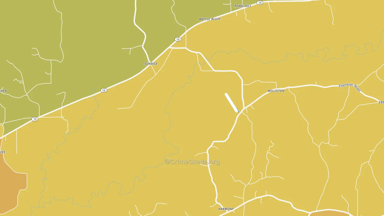 Sunrise, MS Map of Vehicle Theft Rates