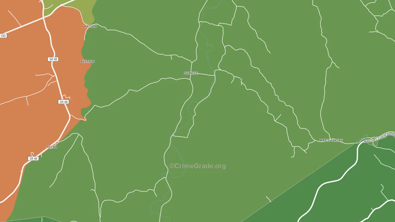 Sunrise, TN Map of Vehicle Theft Rates