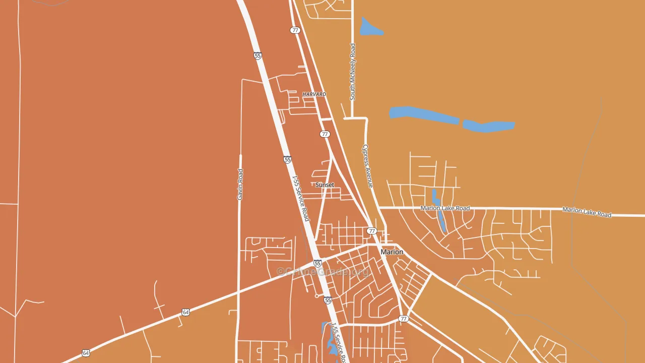 Sunset, AR Map of Vehicle Theft Rates