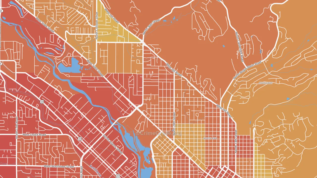Sunset, Boise, ID Map of Vehicle Theft Rates