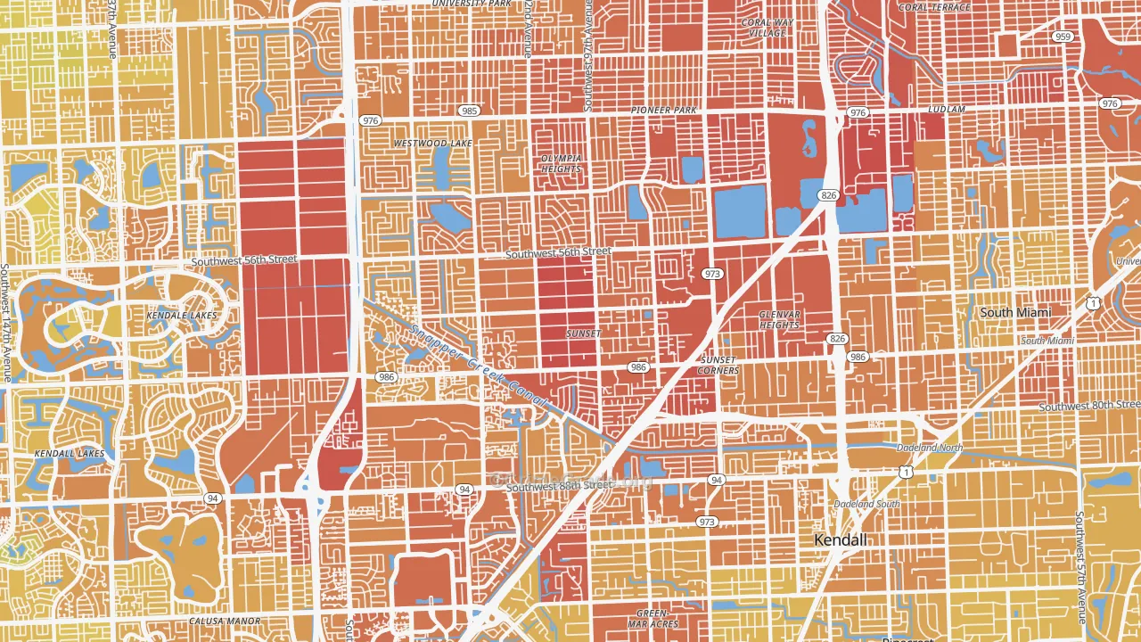 Sunset, FL Map of Vehicle Theft Rates