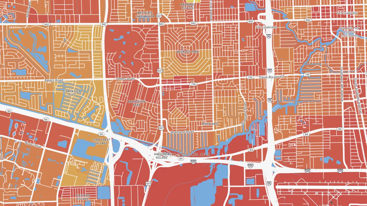 Sunset, Fort Lauderdale, FL Map of Vehicle Theft Rates