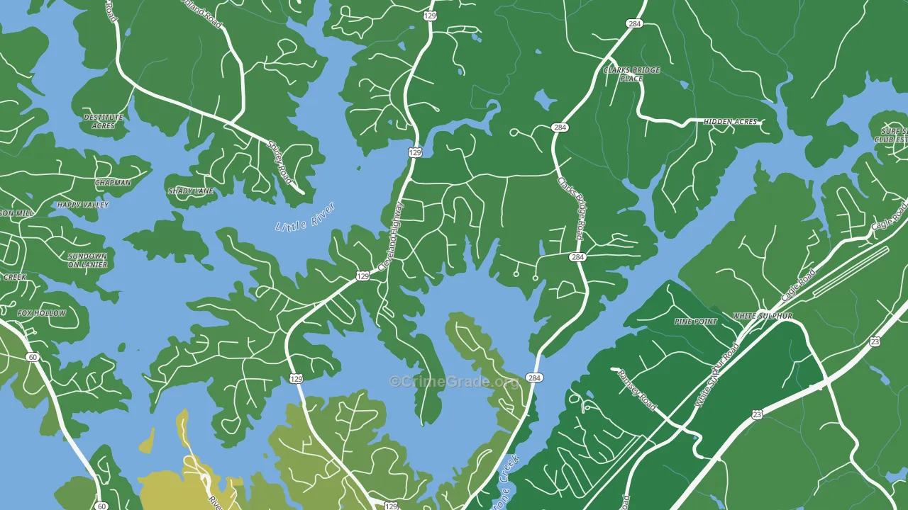 Sunset Heights, GA Map of Vehicle Theft Rates