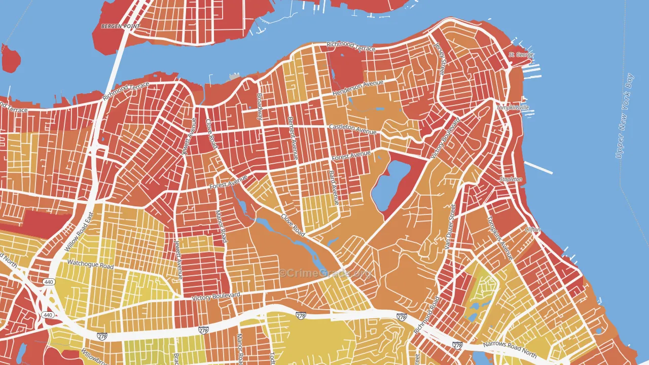 Sunset Hill, Staten Island, NY Map of Vehicle Theft Rates