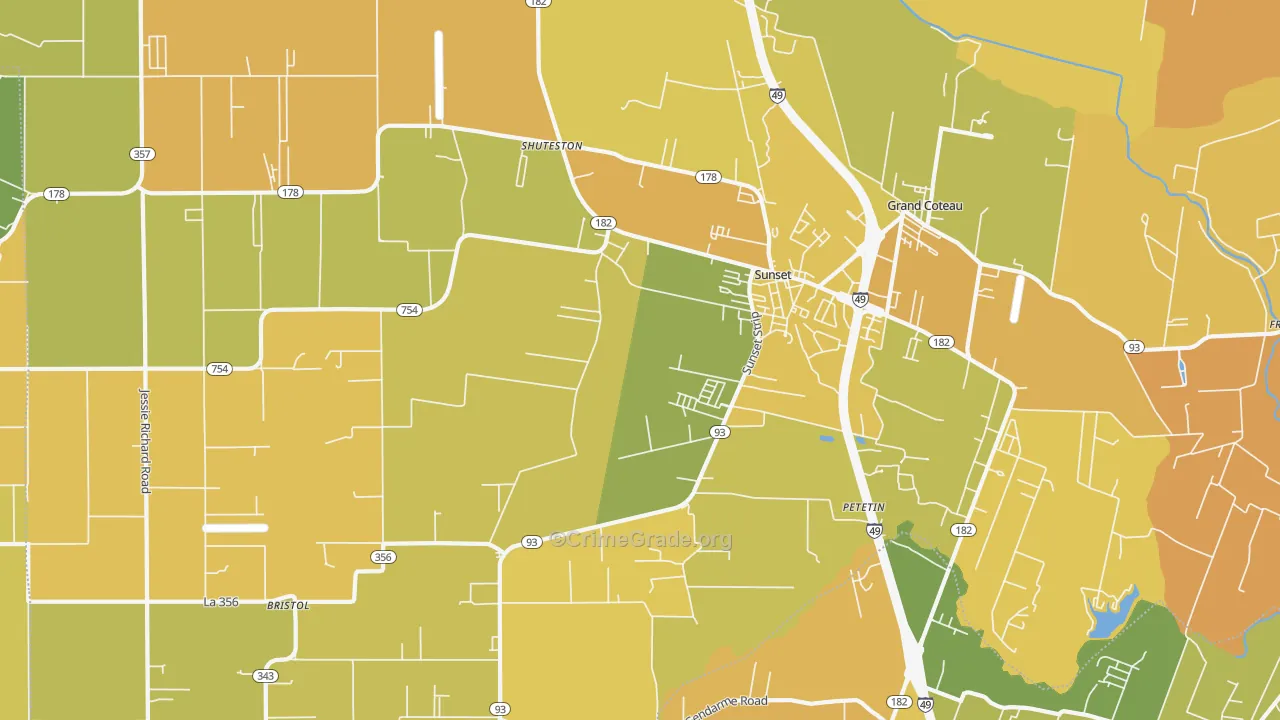 Sunset, LA Map of Vehicle Theft Rates