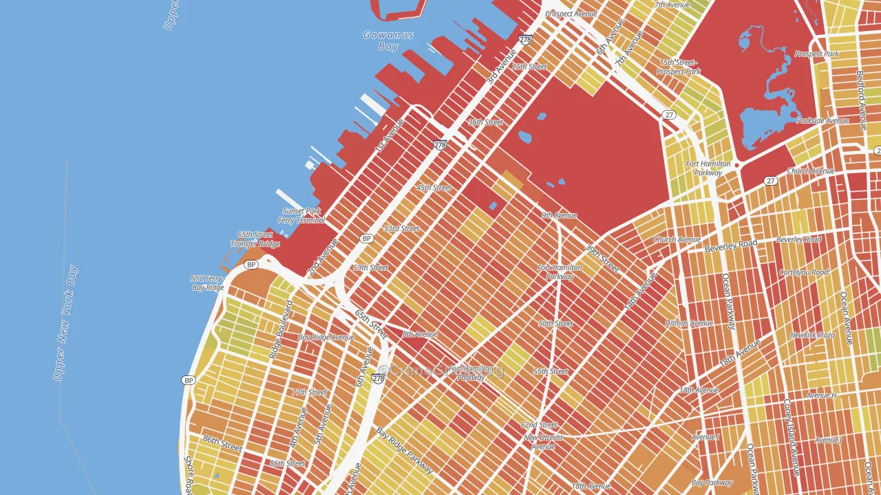 Sunset Park, Brooklyn, NY Map of Vehicle Theft Rates