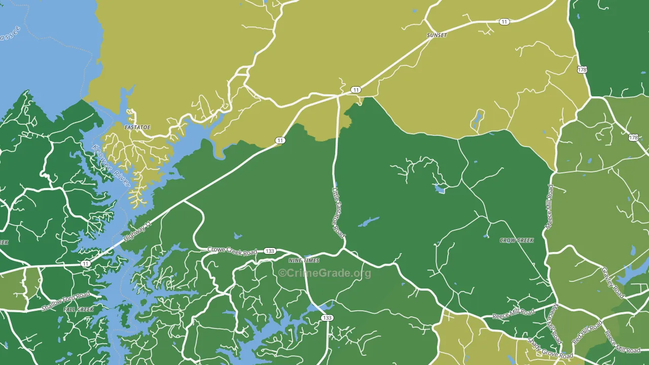 Sunset, SC Map of Vehicle Theft Rates