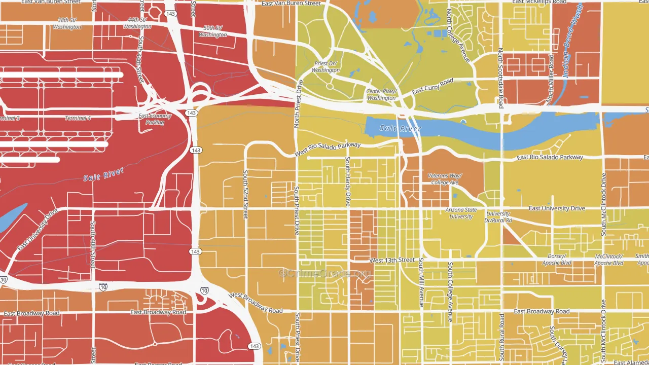 Sunset, Tempe, AZ Map of Vehicle Theft Rates